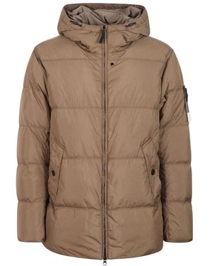 Stone Island Jassen ,Bruin ,Nylon Crinkle Reps Ny Short Down Jacket