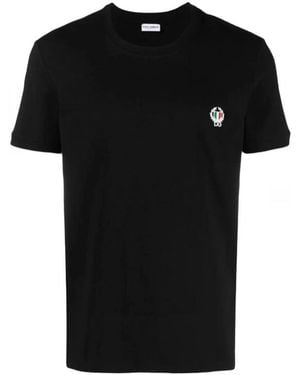 Dolce & Gabbana Tops ,Zwart ,Katoen Logo Geborduurd T-Shirt