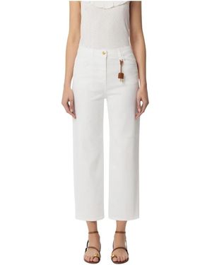 Elisabetta Franchi Ivory Cropped Jeans - Wit