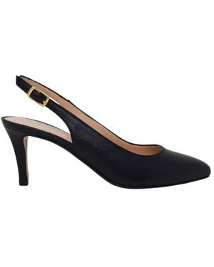 Calpierre Leder-Stiletto-Sandaletten Mit Knöchelriemen - Blau