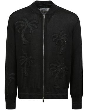 Laneus Tropische Jacquard Bomberjacke - Schwarz