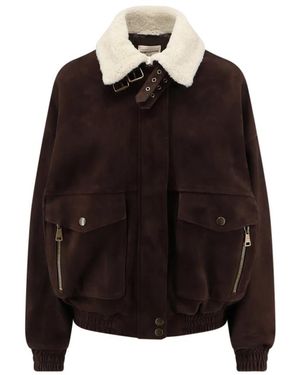 Semicouture Jassen ,Bruin ,Suède Suède Jas - Zwart