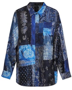 R13 Overhemden ,Blauw ,Drop Neck Shirt