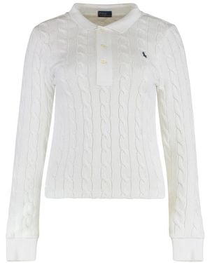 Polo Ralph Lauren Cable Knit Polo - Wit