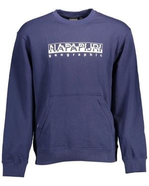 Napapijri Stilvolles blaues baumwoll-sweatshirt mit reißverschlusstasche