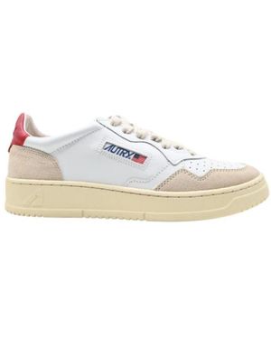 Autry Weiß rot niedrige leder sneakers