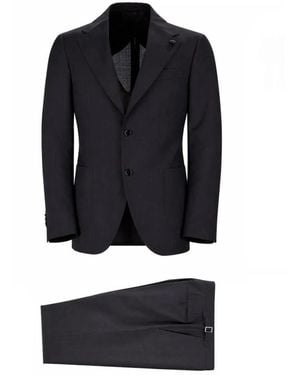 Lardini Wool Pinstripe Suit - Zwart