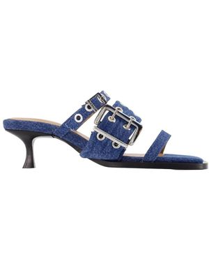Ganni Buckle Strap Mule - Blau