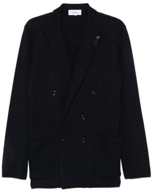 Lardini Jassen ,Zwart ,Gebreide Double-Breasted Blazer - Blauw