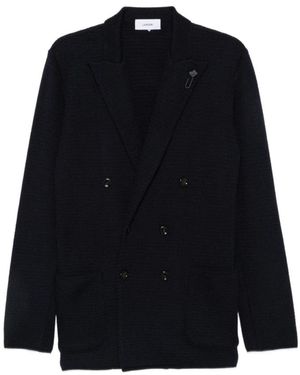 Lardini Jassen ,Zwart ,Gebreide Double-Breasted Blazer - Blauw