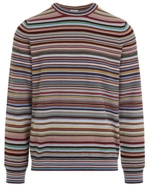Paul Smith Trui Met Ronde Hals En Strepen - Grijs