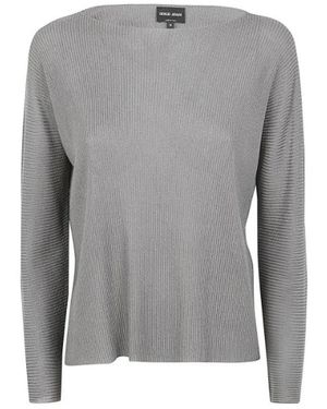 Giorgio Armani Truien & Vesten ,Grijs ,Rondgebreide Trui