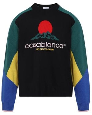 CASABLANCA Round-Neck Knitwear - Blue