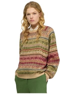 Semicouture Jacquard Ronde Hals Trui - Groen