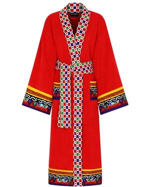 Dolce & Gabbana Nachtkleding ,Rood ,Katoen Badjas Van Badstof