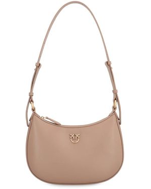 Pinko Love Birds Leder Schultertasche - Braun