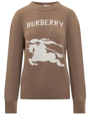 Burberry Round-Neck Knitwear - Marron