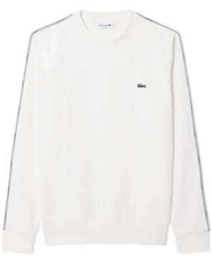Lacoste Tops ,Wit ,Katoen Stripe Band Fleece Sweatshirt
