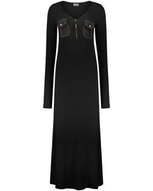 DIESEL Kleedjes ,Zwart ,Long Ribbed Dress