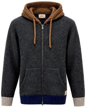 Bob Truien & Vesten ,Grijs ,Wol Hooded Cardigan - Blauw