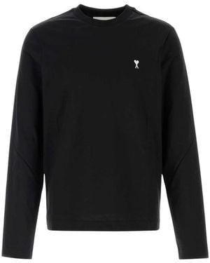 Ami Paris Long Sleeve T-Shirts - Black