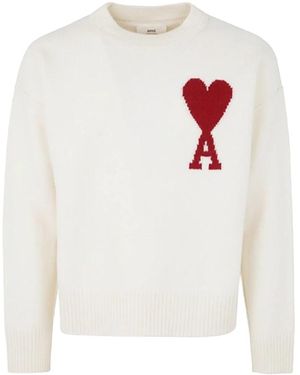 Ami Paris Round-Neck Knitwear - Blanco