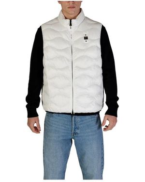 Blauer Weiße zip-gilette mit taschen - Blau