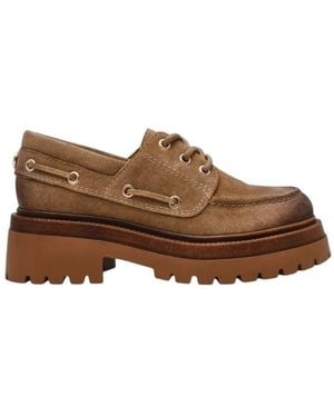 Steve Madden Taupe Loafers Met Veters En Zijdetails - Bruin
