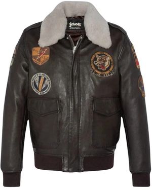 Schott Nyc Badged Pilot Jacket - Grau