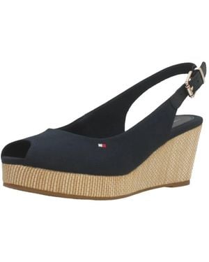 Tommy Hilfiger Iconische Elba Sling Back Wedge - Blauw