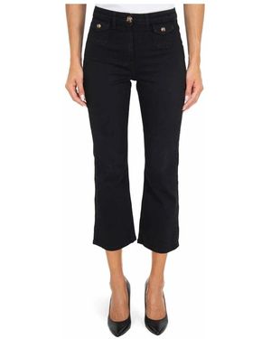 Elisabetta Franchi Schwarze flare cropped denim jeans - Blau