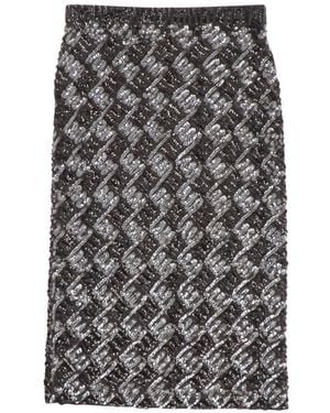 P.A.R.O.S.H. Full Sequin Stretch Midi Rock - Grau