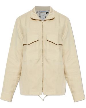 Paul Smith Jassen ,Katoen Zip-Up Shirt - Naturel