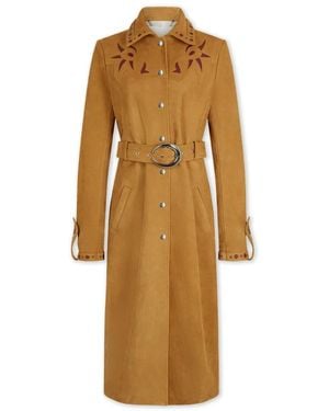 Rabanne Lange Suède Trenchcoat - Bruin