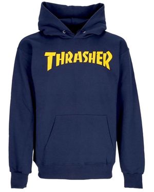 Thrasher Logo Print Hoodie - Blau