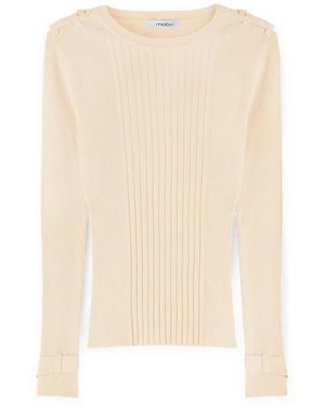 mötivi Gerippter Pullover Mit Epauletten - Natur