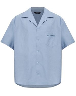 Balmain Shirt Met Logo - Blauw