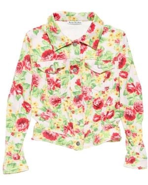 Acne Studios Printed Stretch Denim Jacket - Weiß