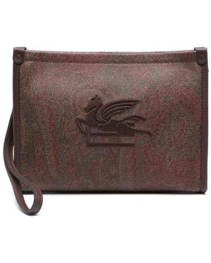 Etro Braune paisley muster handgelenktasche