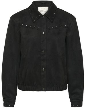 Cream Bomber Jackets - Negro