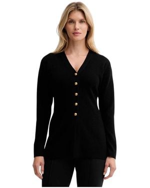 Isabelle Blanche Truien & Vesten ,Zwart ,Wol Cardigan Met Knoopsluiting En V-Hals