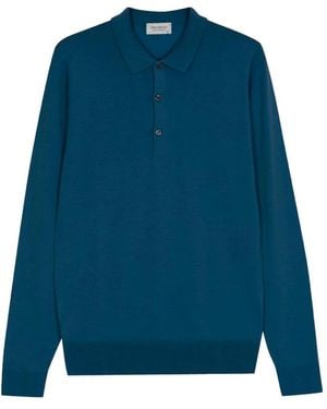 John Smedley Belper Polo Sweater - Blauw