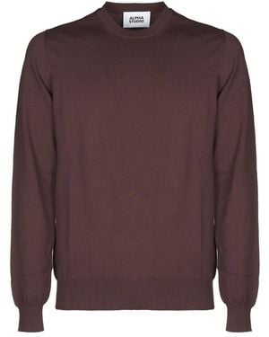 Alpha Studio Round-Neck Knitwear - Marron