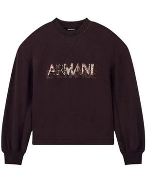 ARMANI EXCHANGE Hoodies & Sweatvesten ,Bruin ,Katoen Sweatshirt Met Ronde Hals - Paars