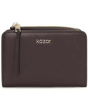 Kazar Accessoires ,Bruin ,Leer Portemonnee Met Rits - Zwart