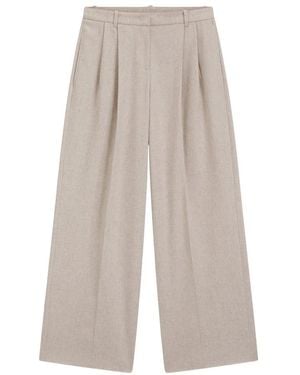 BOSS Weite Hose Aus Melange-Flanell Mit Bundfalten - Grau