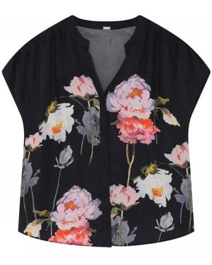 GUSTAV Elegante Blumenbluse - Schwarz