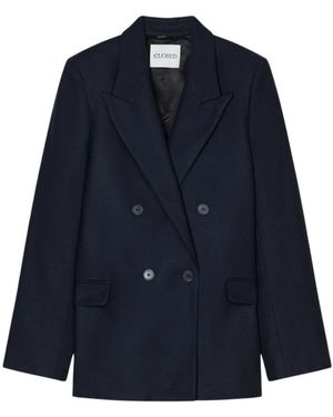 Closed Jassen ,Blauw ,Leer Dubbelrijige Blazer