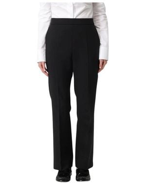 Max Mara Hose Mit Geradem Bein, Hohem Bund Und Bügelfaltendetail - Schwarz