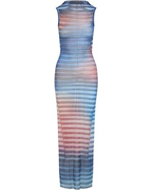 Jean Paul Gaultier Light Mesh Printed Air Long Dress - Blue